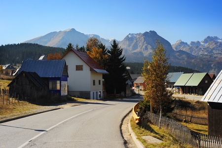 Serbian mountain village in the sunshine dayの写真素材