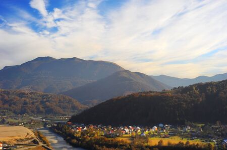 Serbian mountain village in the autumnの写真素材