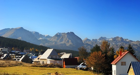 Montenegro mountain village in the sunshine morningの写真素材
