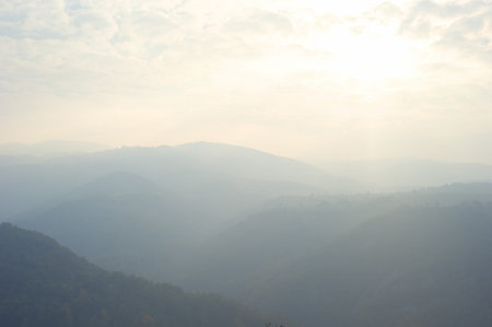 Beautiful autumn mountains at sunset. Serbia