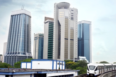 Cityscape with metro and high office buildings in Kuala Lumpur, Malaysiaの写真素材