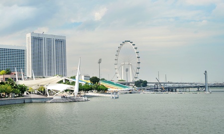 Embankment of Singapore and Singapore Flyer in the sunshine dayのeditorial素材