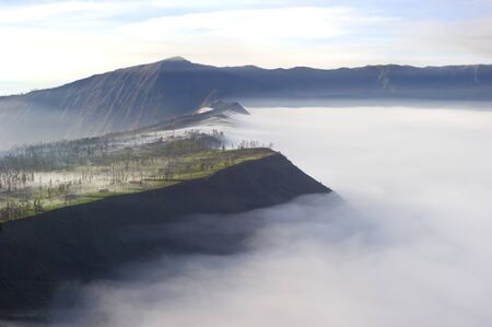 Indonesian mountain view at sunrise. Java, Indonesiaの写真素材