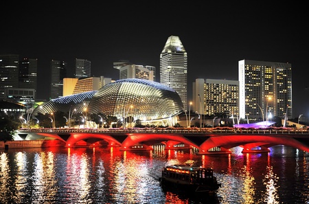 Esplanade theater  is a modern building for musical,art gallery and concert located at riverside near Singapore Flyer.のeditorial素材
