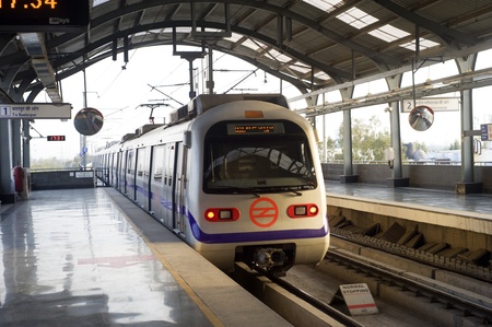 Indian modern metro train in Delhi Indian modern metro train in Delhi
