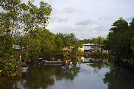 Traditional thai fishermans villageの写真素材