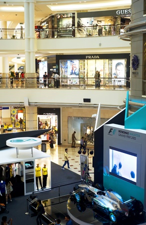 Kuala Lumpur, Malaysia - March 19, 2012: Suria KLCC in Petronas Twin Towers on March 19, 2012 in Kuala Lumpur. Suria KLCC is a 1,500,000 sq ft (140,000 m2) upmarket retail podium at the feet of the Petronas Towers.のeditorial素材