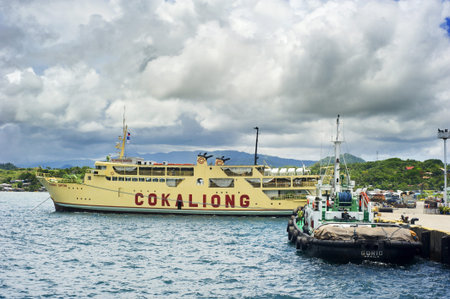 Surigao, Philippines - April 04, 2012: Seaport in Surigao, Philippines. There are 3,219 kilometer of waterways in Philippines. Ferry routes covering 17 cities all over the Philippines.のeditorial素材