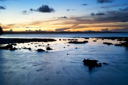 Beautiful sunset at Cloud 9, Siargao island , Philippines. Long exposureの写真素材