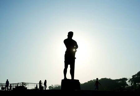 The Statue of the Sentinel of Freedom (statue of Lapu-lapu) in  Luneta park, Metro Manila, Philippinesの写真素材