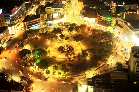 Cebu, Philippines - May 18, 2012:  Fuente Osmena Circle at night. Fuente Osmena circle was built on February 13, 1912. Now is the center for cultural, social, and political happenings of Cebu.のeditorial素材