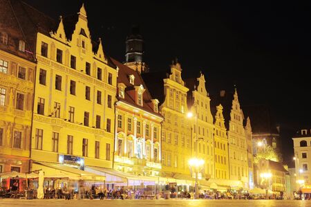 Wroclaw, Poland -  September 08, 2012 : Market square with many tourists in Old Town of Wroclaw, . About 15 million tourists visit Poland every year.のeditorial素材