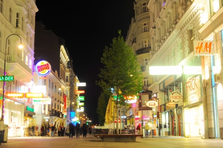 Vienna, Austria - September 23, 2012: Vienna city centre with many tourists at night . Tourism generated 8.4% of Austrian gross domestic product (23.6 billion Euros) and provided 181 thousand jobsのeditorial素材