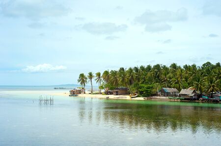 Aerial view on traditional Philippines fisherman village   Calicoan Islandの写真素材