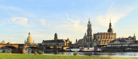 Skyline of Dresden at sunset  Germanyの写真素材