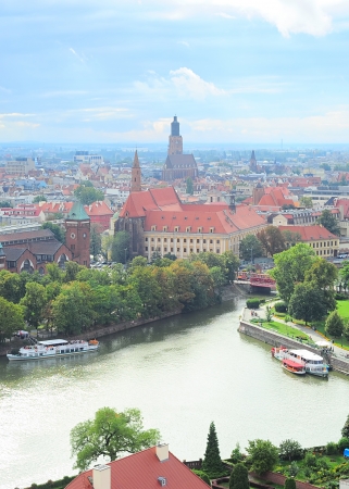 Aerial view on Wroclaw from  Cathedral of St. John the Baptist. Wroclaw is the historical capital of Silesia.の写真素材