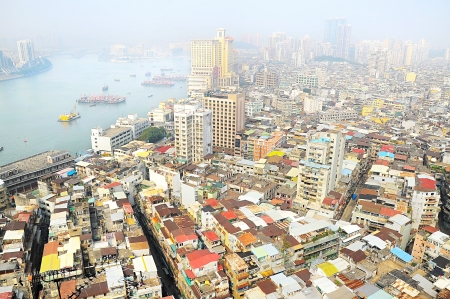 Birds-eye view of Macau in the sunshine morning.の写真素材