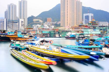Aberdeen is famous to tourists for its floating village and floating seafood restaurants. Hong Kongの写真素材