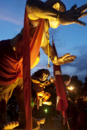 Ubud, Bali, Indonesia - March 12, 2013: Balinese statue Ogoh-Ogoh during the celebration of Nyepi - Balinese Day of Silence. The day following Nyepi is also celebrated as New year.のeditorial素材