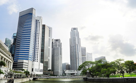 View of Singapore riverside in the sunshine dayのeditorial素材