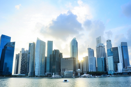 Singapore downtown at sunsetのeditorial素材