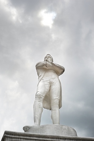 Statue of Sir Tomas Stamford Raffles - best known for his founding of the city of Singapore. He is often described as the Father of Singapore.の写真素材