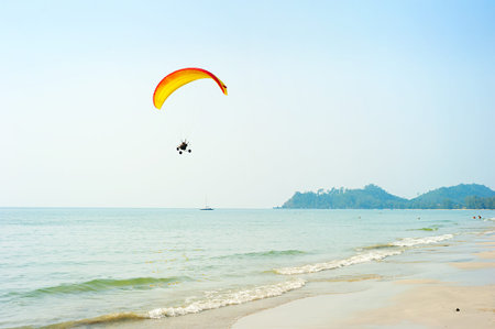 Paraglider at the tropical beach on Koh Chang island, Thailand