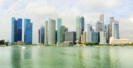 Cityscape of Singapore with reflection in the  riverの写真素材