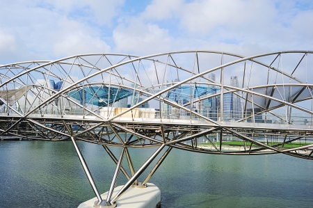 The Helix Bridge , previously known as the Double Helix Bridge , is a pedestrian bridge linking Marina Centre with Marina South in the Marina Bay area in Singapore のeditorial素材