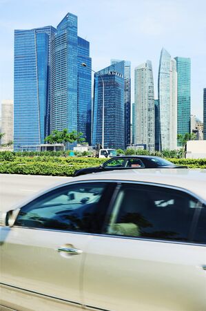 Cars on the road in Singapore  Blured motionの写真素材