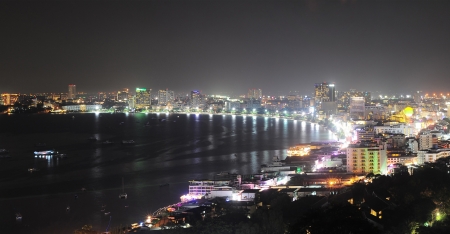 Panorama of Pattaya at night  Pattaya is a most popular tourist destination in Thailandの写真素材