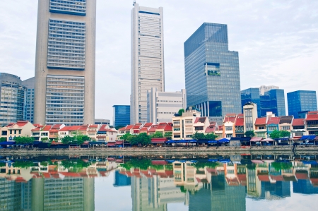 Historical Boat quay district in Singaporeのeditorial素材