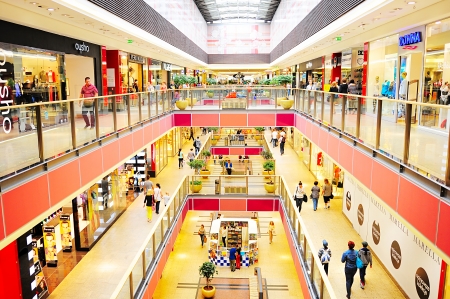 Krakow, Poland - August 26, 2013: Unidentified people at a Galeria Krakowska . Galeria Krakowska has 270 specialty shops, cafÃ©s, and restaurants on three floors in two roof-covered shopping mallsのeditorial素材