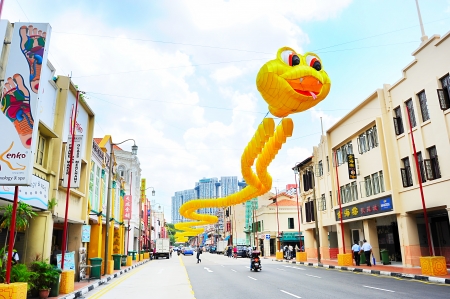 Singapore, Republic of Singapore -  March 07, 2013   Chinatown street at day in Singapore  The city stateのeditorial素材
