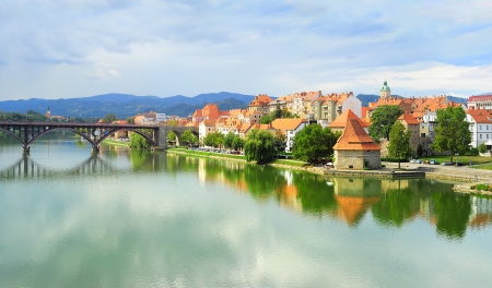 Skyline view of Maribor city, Sloveniaの写真素材