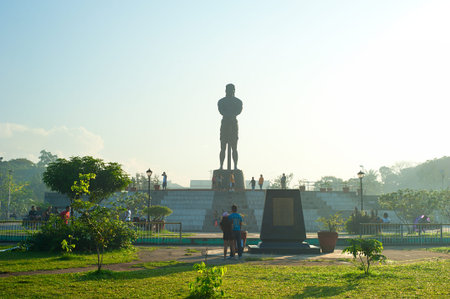 MANILA, PHILIPPINES - APRIL 01, 2012: The Statue of the Sentinel of Freedom (statue of Lapu-lapu) in Luneta park, Metro Manila, Philippinesのeditorial素材
