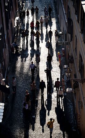 Aerial view of  Rome street at sunset . Italyのeditorial素材