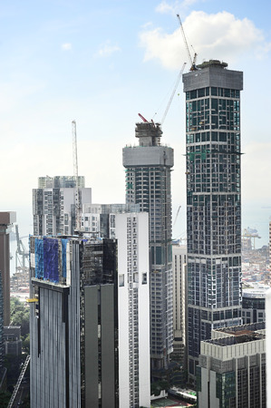 View of construction site in downtown of Singaporeのeditorial素材