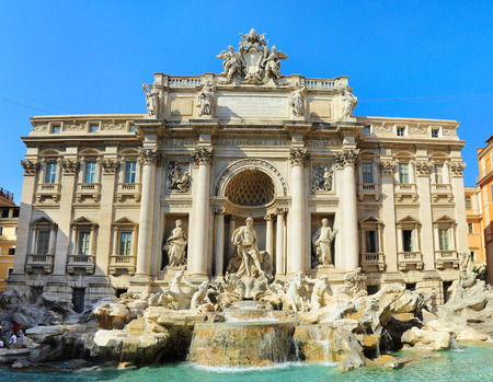 Famous Fountain di Trevi in the sunshine day. Rome, Italyの写真素材