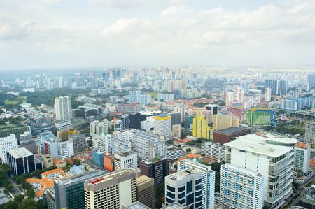 Singapore residential and industrial quarter, aerial viewの写真素材