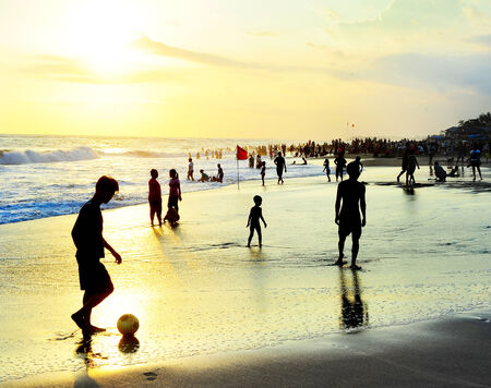 people plaing soccer in Kuta, Bali island, Indonesia. のeditorial素材