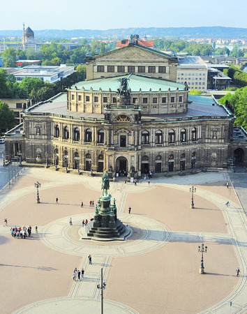 Aeril view of Semper Opera House in Dresden, Germanyのeditorial素材
