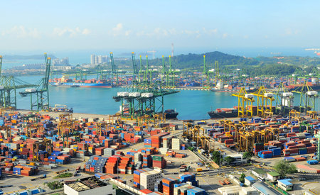 SINGAPORE - MARCH 07, 2013: Singapore industrial port. It is the world's busiest port in terms of...