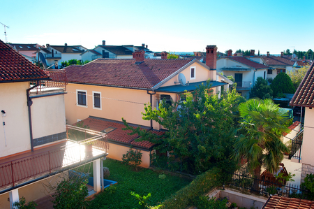 View of  Croatian typical village in the morning. Novigrdad, Croatiaのeditorial素材