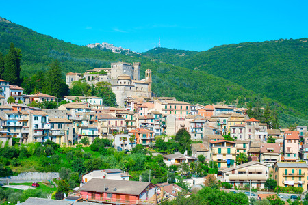 View of a traditional Italian town in the mountains. Italyの写真素材