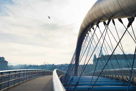 Bernatka bridge over Vistula river in Krakow, Polandの写真素材
