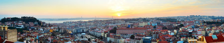 Panoramic view of Lisbon in the sunset light. Lisbonのeditorial素材