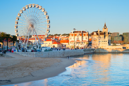 Cascais skyline at sunset. Popular tourist destination. Portugalのeditorial素材