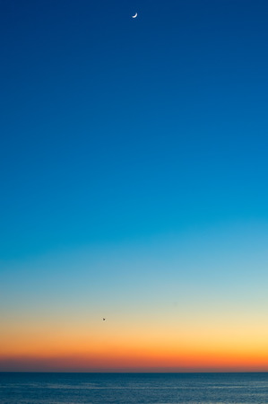 Sunset in the ocean. Minimalism. Cascais, Portugalの写真素材