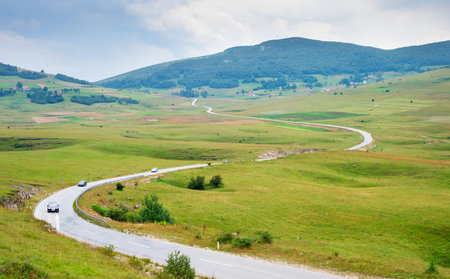 Country road in Bosnia and Herzegovinain the rainy day.の写真素材